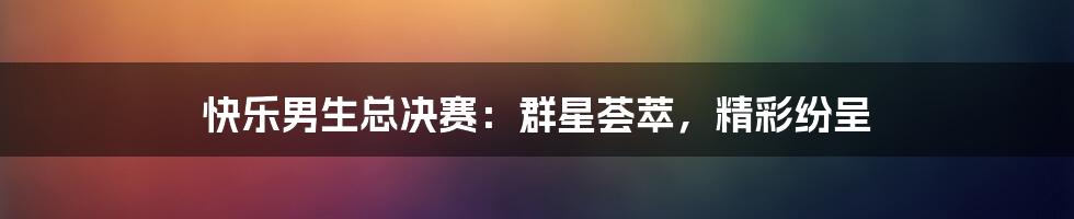 快乐男生总决赛：群星荟萃，精彩纷呈