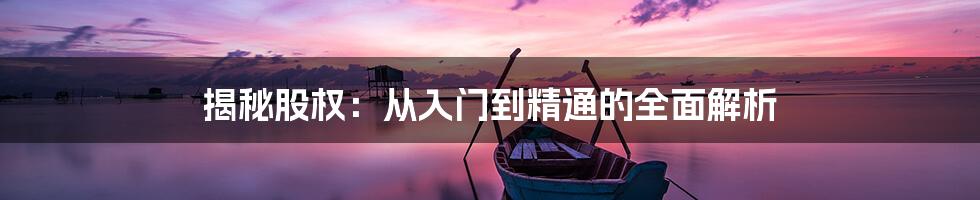 揭秘股权：从入门到精通的全面解析