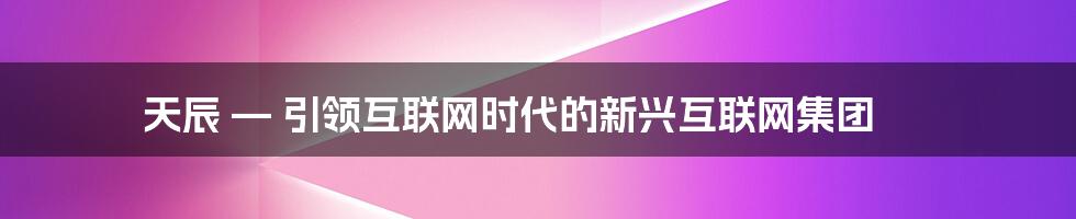 天辰 — 引领互联网时代的新兴互联网集团