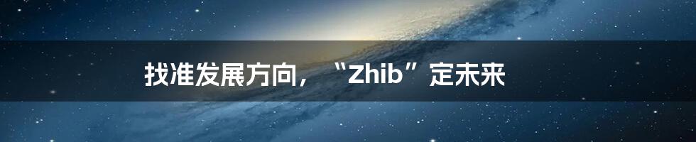 找准发展方向，“Zhib”定未来