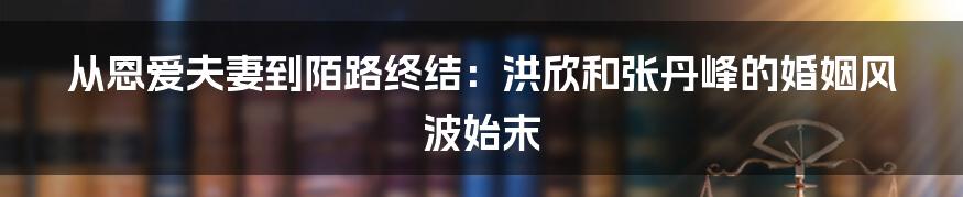 从恩爱夫妻到陌路终结：洪欣和张丹峰的婚姻风波始末