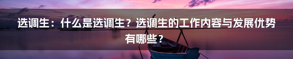 选调生：什么是选调生？选调生的工作内容与发展优势有哪些？