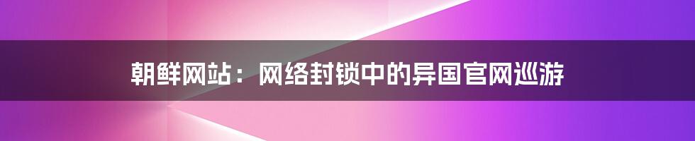 朝鲜网站：网络封锁中的异国官网巡游