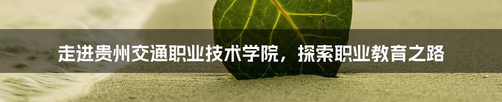 走进贵州交通职业技术学院，探索职业教育之路