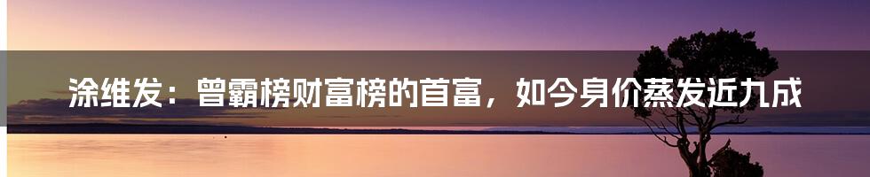 涂维发：曾霸榜财富榜的首富，如今身价蒸发近九成