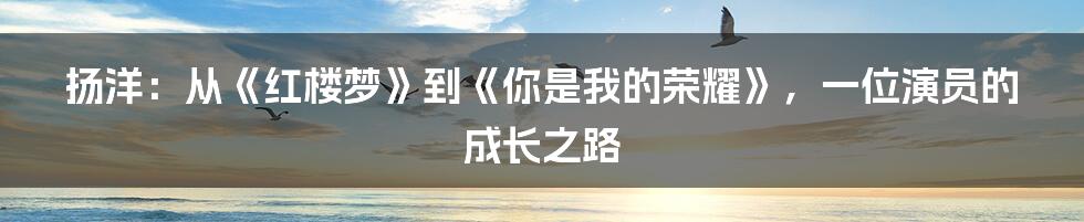 扬洋：从《红楼梦》到《你是我的荣耀》，一位演员的成长之路