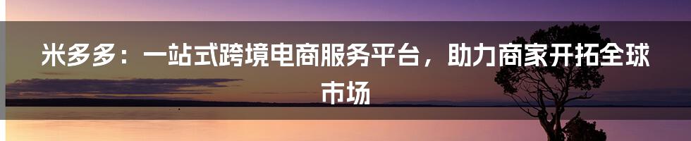 米多多：一站式跨境电商服务平台，助力商家开拓全球市场