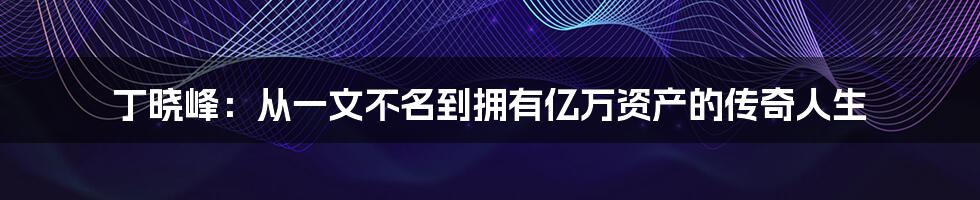 丁晓峰：从一文不名到拥有亿万资产的传奇人生