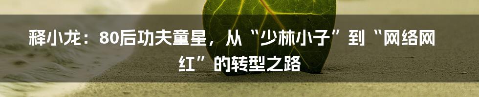 释小龙：80后功夫童星，从“少林小子”到“网络网红”的转型之路