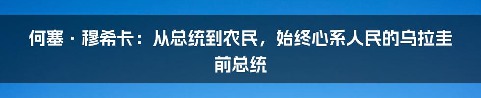 何塞·穆希卡：从总统到农民，始终心系人民的乌拉圭前总统