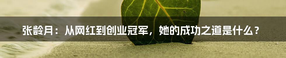 张龄月：从网红到创业冠军，她的成功之道是什么？