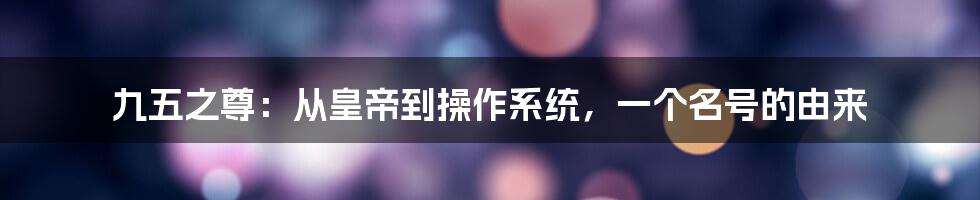 九五之尊：从皇帝到操作系统，一个名号的由来