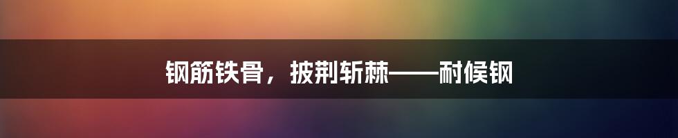 钢筋铁骨，披荆斩棘——耐候钢