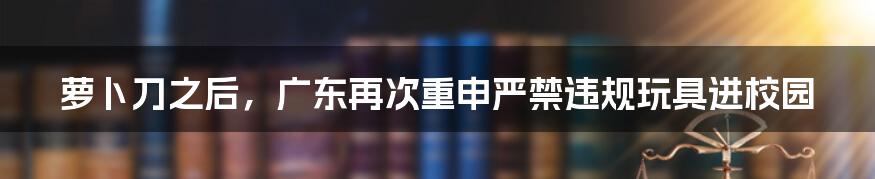 萝卜刀之后，广东再次重申严禁违规玩具进校园