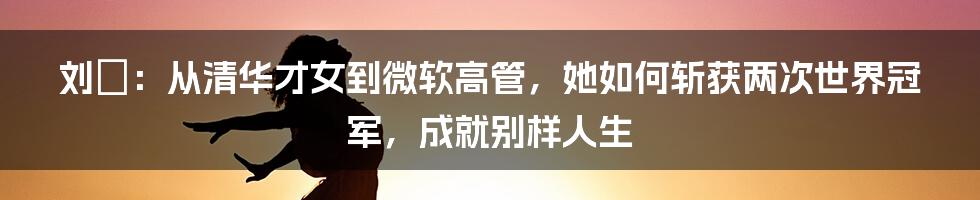 刘珺：从清华才女到微软高管，她如何斩获两次世界冠军，成就别样人生