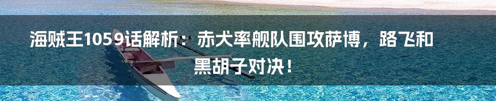 海贼王1059话解析：赤犬率舰队围攻萨博，路飞和黑胡子对决！