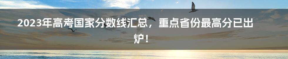 2023年高考国家分数线汇总，重点省份最高分已出炉！