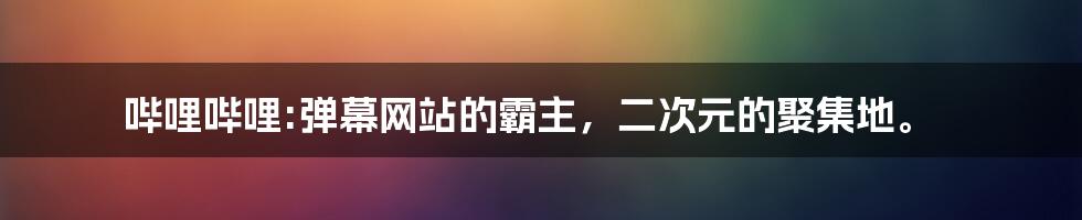 哔哩哔哩:弹幕网站的霸主，二次元的聚集地。