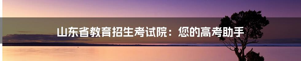 山东省教育招生考试院：您的高考助手