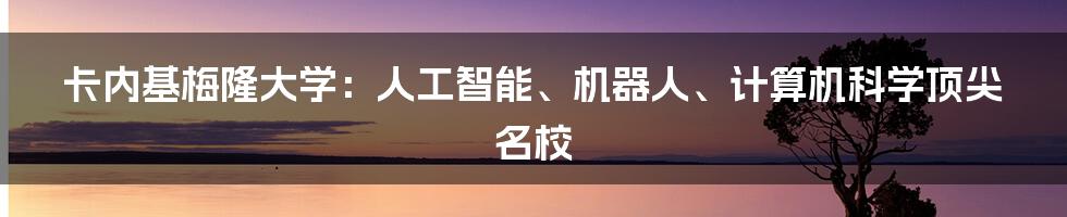 卡内基梅隆大学：人工智能、机器人、计算机科学顶尖名校