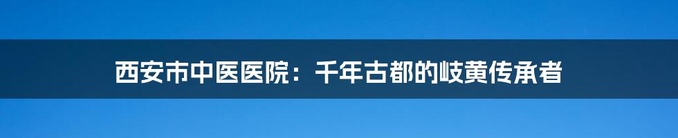 西安市中医医院：千年古都的岐黄传承者