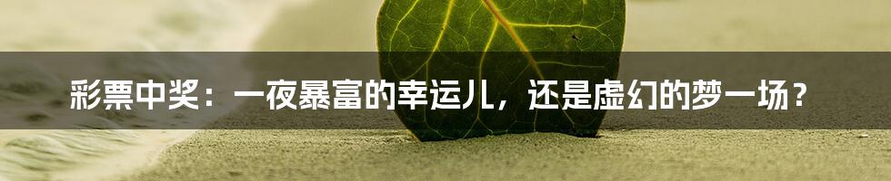 彩票中奖：一夜暴富的幸运儿，还是虚幻的梦一场？