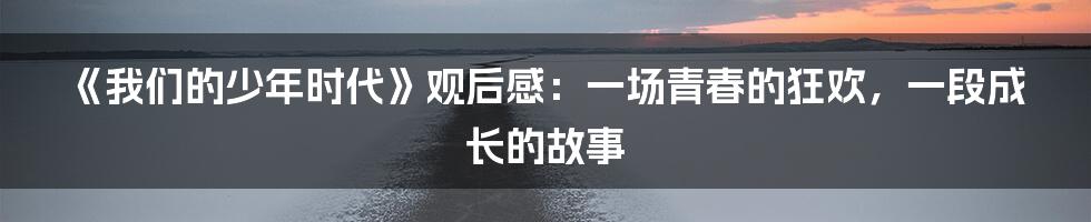 《我们的少年时代》观后感：一场青春的狂欢，一段成长的故事