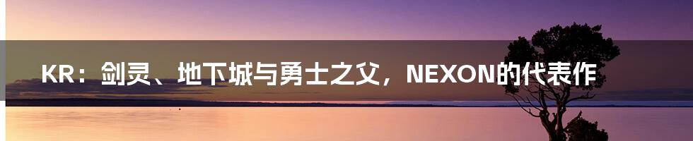 KR：剑灵、地下城与勇士之父，NEXON的代表作