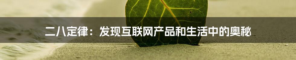 二八定律：发现互联网产品和生活中的奥秘