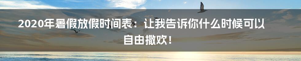 2020年暑假放假时间表：让我告诉你什么时候可以自由撒欢！