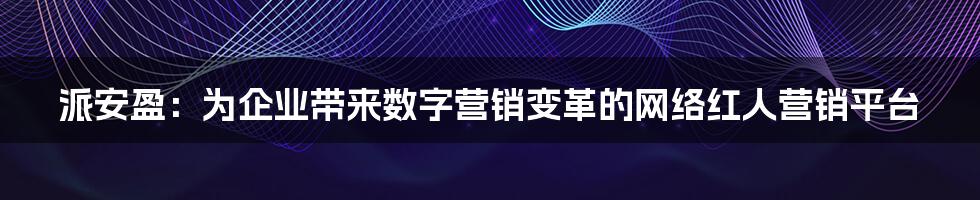 派安盈：为企业带来数字营销变革的网络红人营销平台