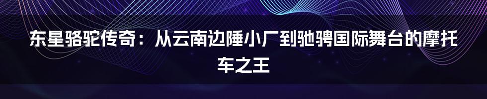 东星骆驼传奇：从云南边陲小厂到驰骋国际舞台的摩托车之王