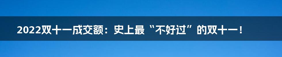 2022双十一成交额：史上最“不好过”的双十一！