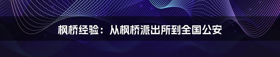 枫桥经验：从枫桥派出所到全国公安