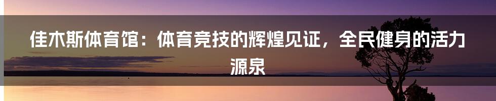 佳木斯体育馆：体育竞技的辉煌见证，全民健身的活力源泉