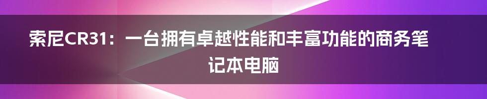 索尼CR31：一台拥有卓越性能和丰富功能的商务笔记本电脑