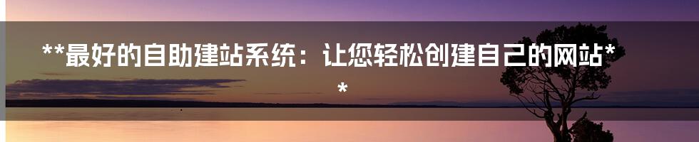 **最好的自助建站系统：让您轻松创建自己的网站**