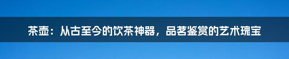 茶壶：从古至今的饮茶神器，品茗鉴赏的艺术瑰宝