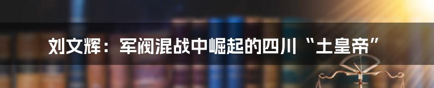 刘文辉：军阀混战中崛起的四川“土皇帝”