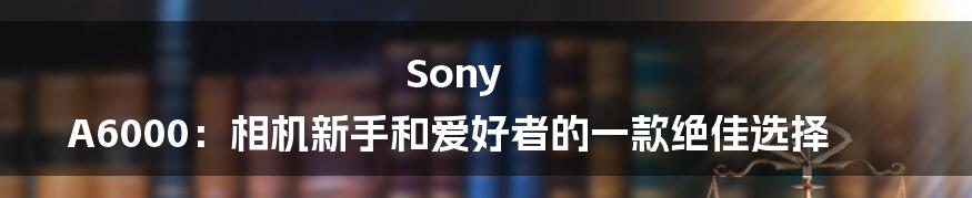 Sony A6000：相机新手和爱好者的一款绝佳选择