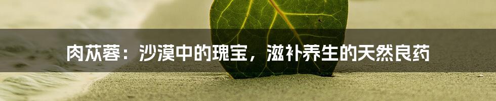 肉苁蓉：沙漠中的瑰宝，滋补养生的天然良药