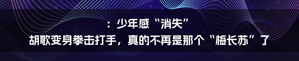 ：少年感“消失” 胡歌变身拳击打手，真的不再是那个“梅长苏”了