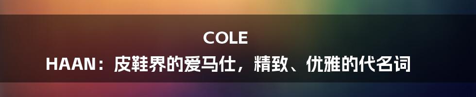 COLE HAAN：皮鞋界的爱马仕，精致、优雅的代名词