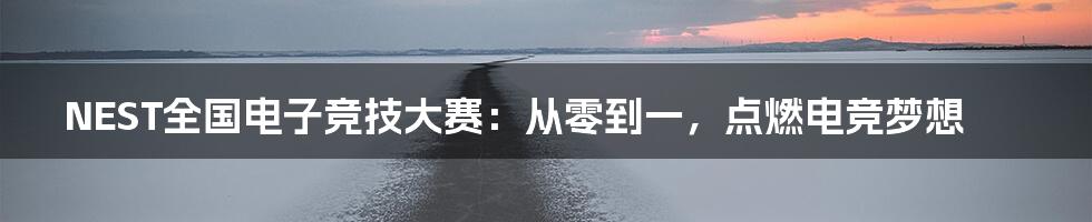 NEST全国电子竞技大赛：从零到一，点燃电竞梦想