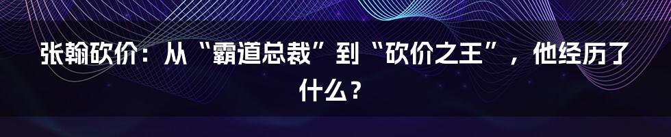 张翰砍价：从“霸道总裁”到“砍价之王”，他经历了什么？