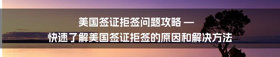 美国签证拒签问题攻略 — 快速了解美国签证拒签的原因和解决方法