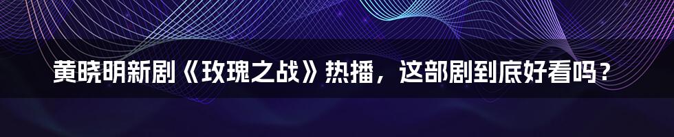 黄晓明新剧《玫瑰之战》热播，这部剧到底好看吗？