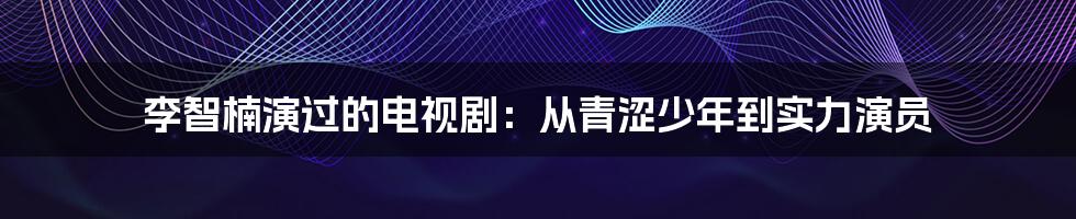 李智楠演过的电视剧：从青涩少年到实力演员