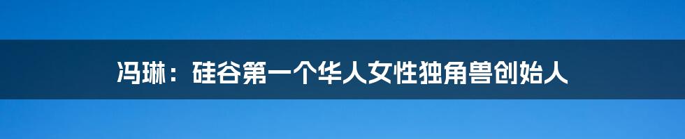 冯琳：硅谷第一个华人女性独角兽创始人