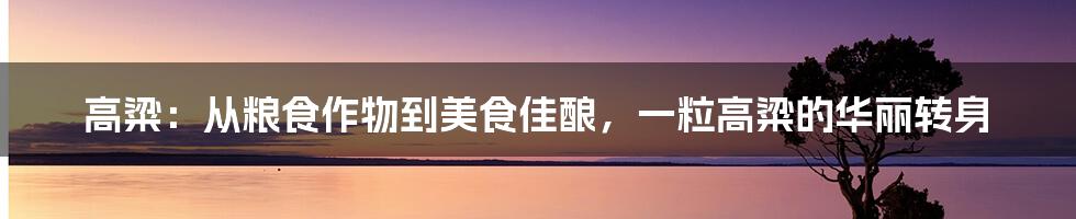 高粱：从粮食作物到美食佳酿，一粒高粱的华丽转身